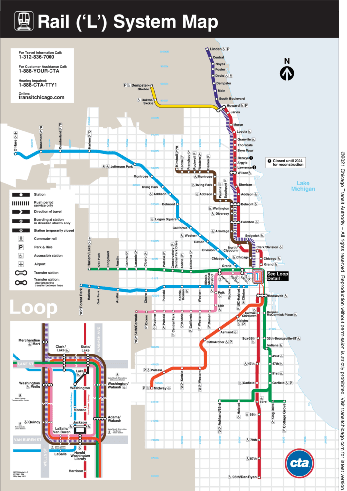 CTA EL Line Map